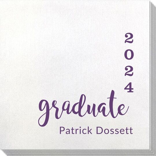 Graduate and Year Graduation Bamboo Luxe Napkins